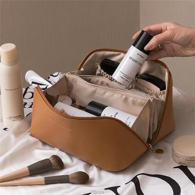 Velkokapacitní cestovní kosmetická taštička Přenosná kožená taštička na make-up ženy Vodotěsná toaletní taštička do koupelny Multifunkční sada toaletních potřeb