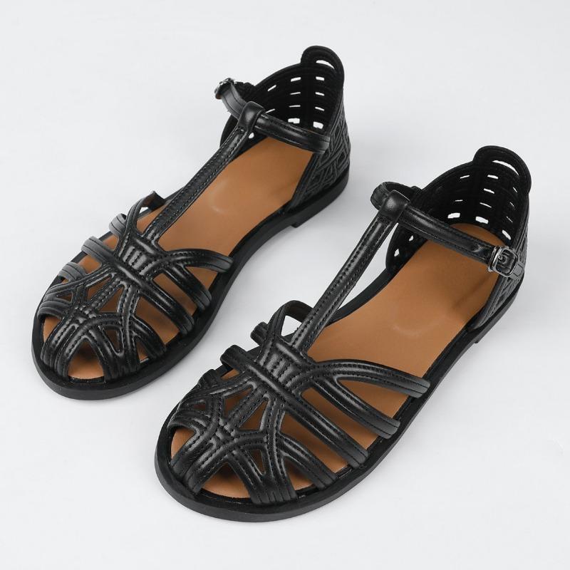 Women S Flat Roman Sandals Summer Breathable Hollow Out Vintage Style