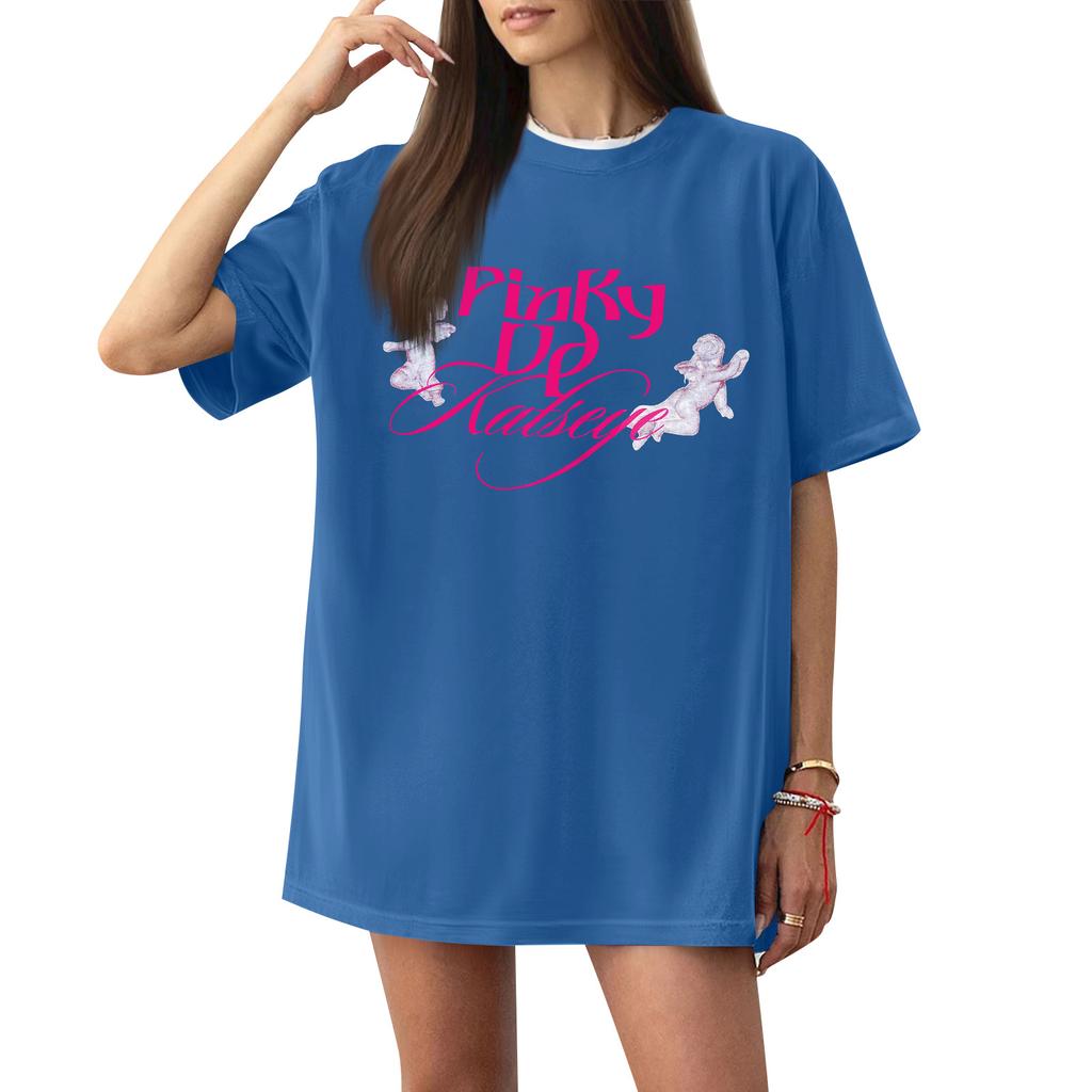 Womens Casual Short Sleeve T Shirt Loose Fit Graphic Print Crew Neck Lightweight Top for Everyday Wear