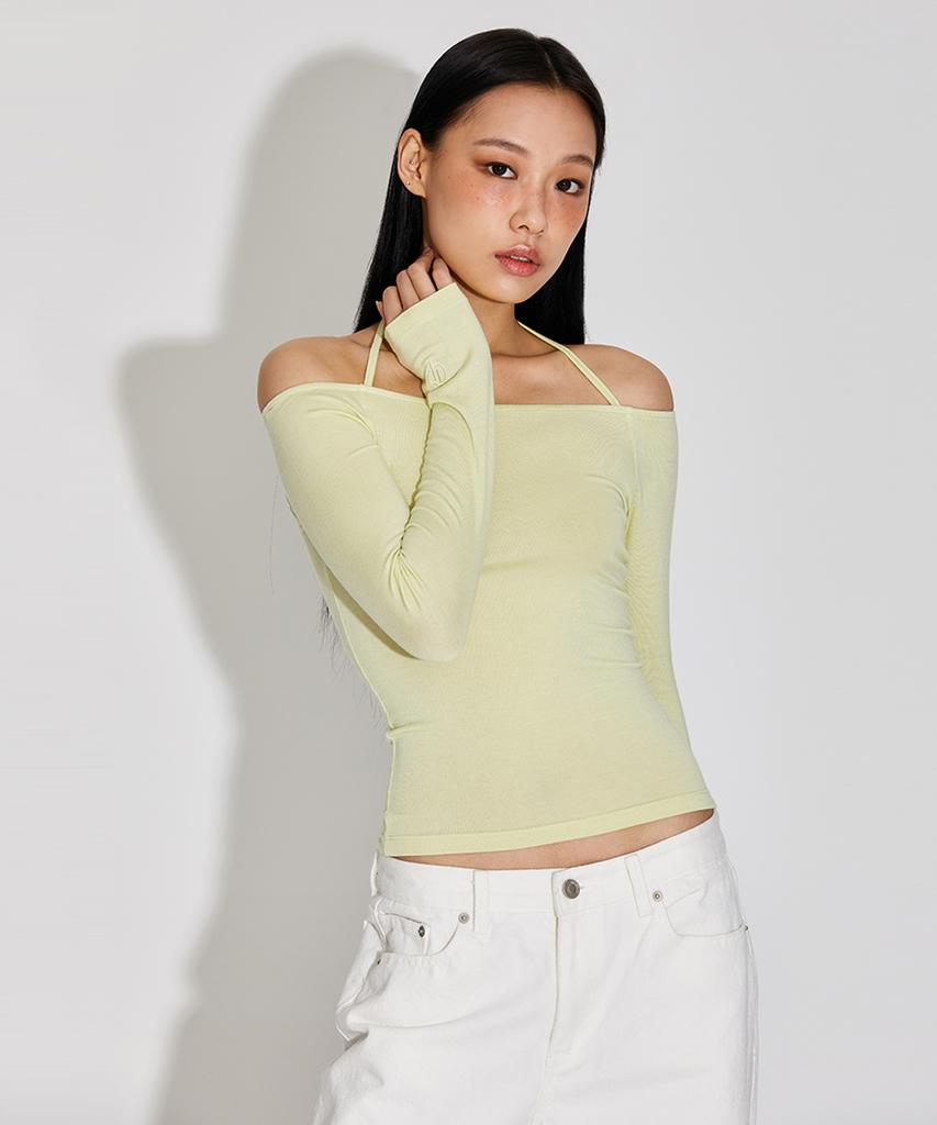 TOPGIRL Light Weight Off Shoulder Halter Top_T316Tp118