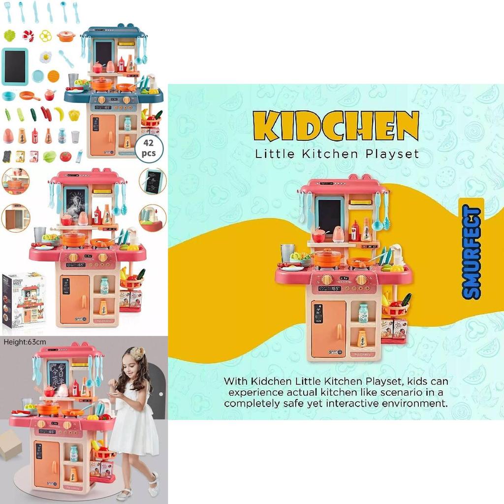 Large Educational Kids Kitchen Toy Set With Realistic Cooking Features And Spray Function