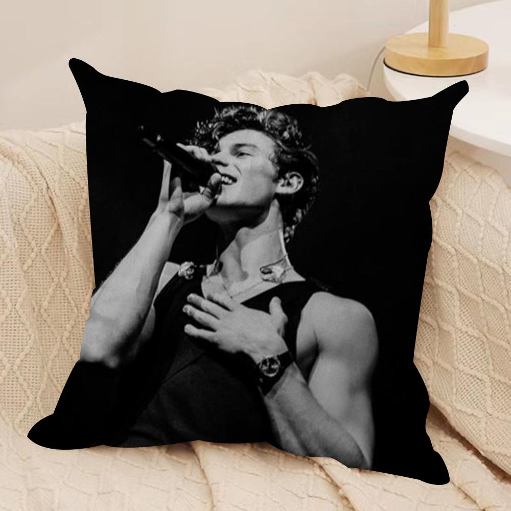 Sänger SShawn Mendes Kissenbezug Seidiger Kurzer Plüsch Beidseitig Bedruckter Kissenbezug für Sofa Alle Jahreszeiten Heimdekoration Geschenk
