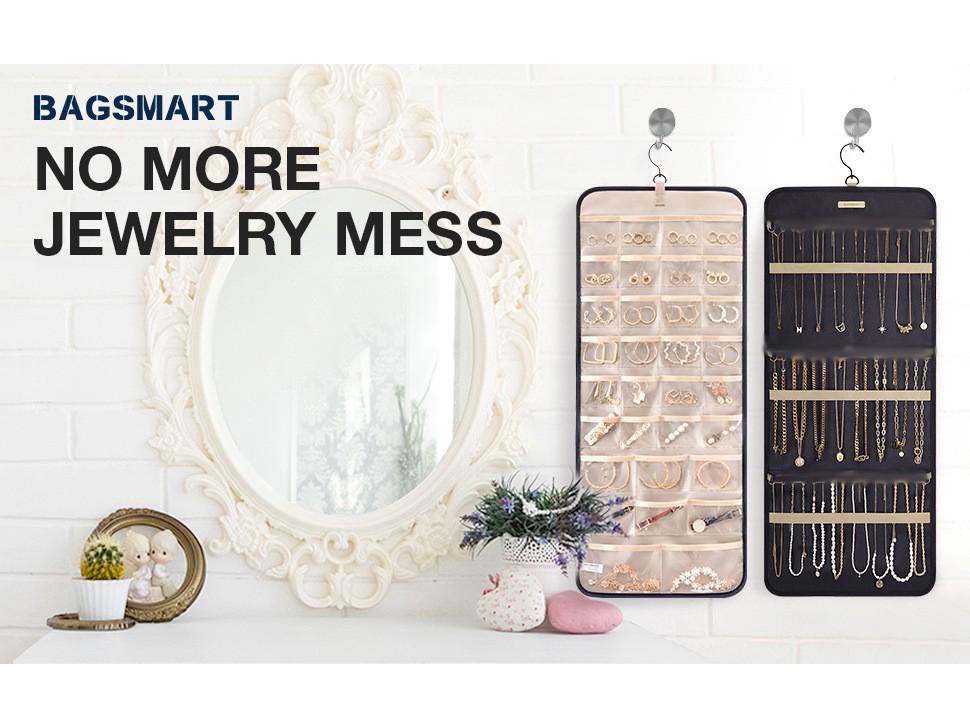 Double-Sided Hanging Jewelry Bag for Anti-Oxidation Storage of Earrings, Necklaces, and Rings