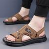 Leather Sandals Men's Outer Wear Summer Breathable Casual Men's Sandals Soft Surface Beach Men's Trendy Shoes 2025 Direct Sales