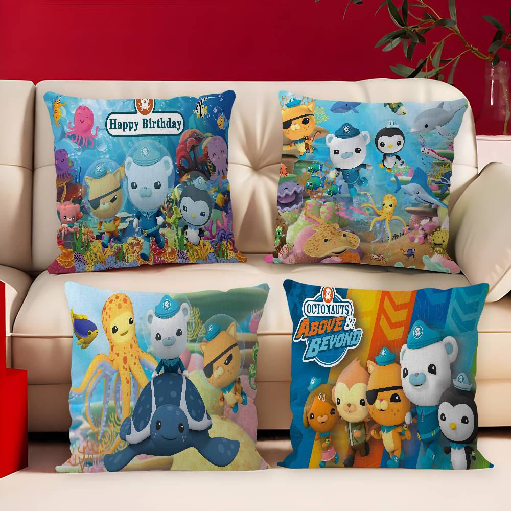 Cuscino Stampato Cartone Animato O-Octonauts Cuscino Anime Copricuscino per Divano Letto Testiera Copricuscino 45x45 Cm Moda