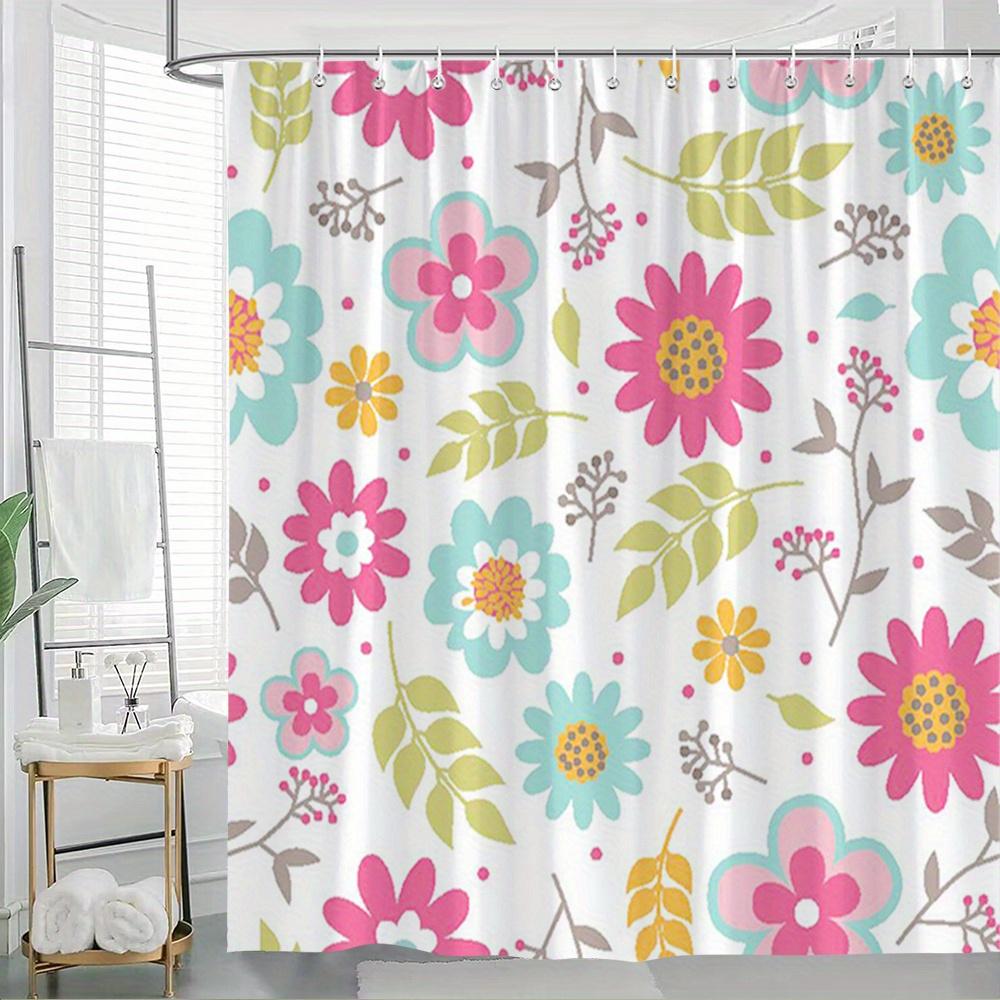 Vibrant Floral Shower Curtain: Embrace the Colorful Flower Design, Soft Fabric, and Playful Vibes for Your Lively Bathroom