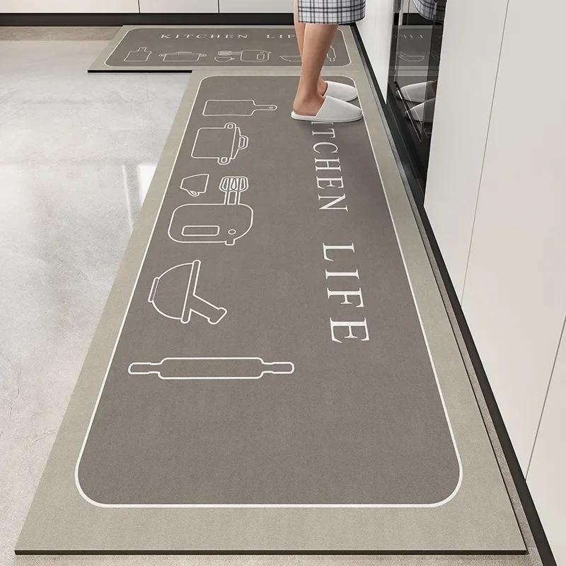 Modern Kitchen Rug PVC Leather Non-slip Waterproof Oil-proof Floor Mat Long Strip Home Decoration Carpet for Safety