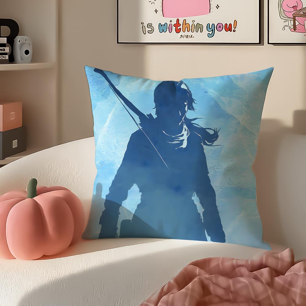 Action Game Franchise TTomb Raider Cushion Cover Pillowcase Short Plush Invisible zipper Room Sofa Cushion Cover