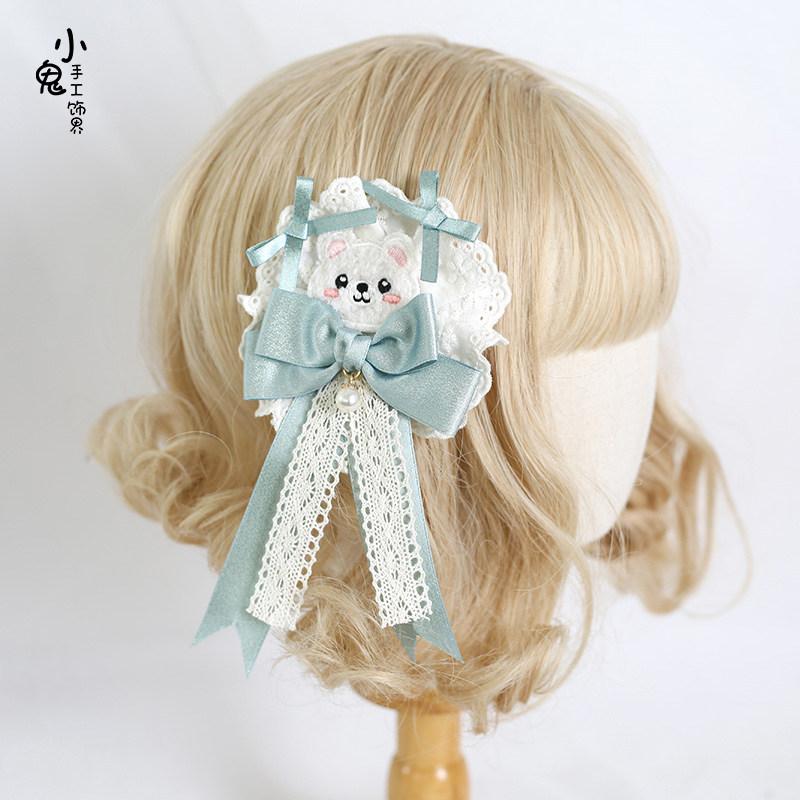 Original Handmade Angel Bear Boy Headband Small Accessories Small Top Hat Sweet Cute Bear Ear Lolita Flower Ball