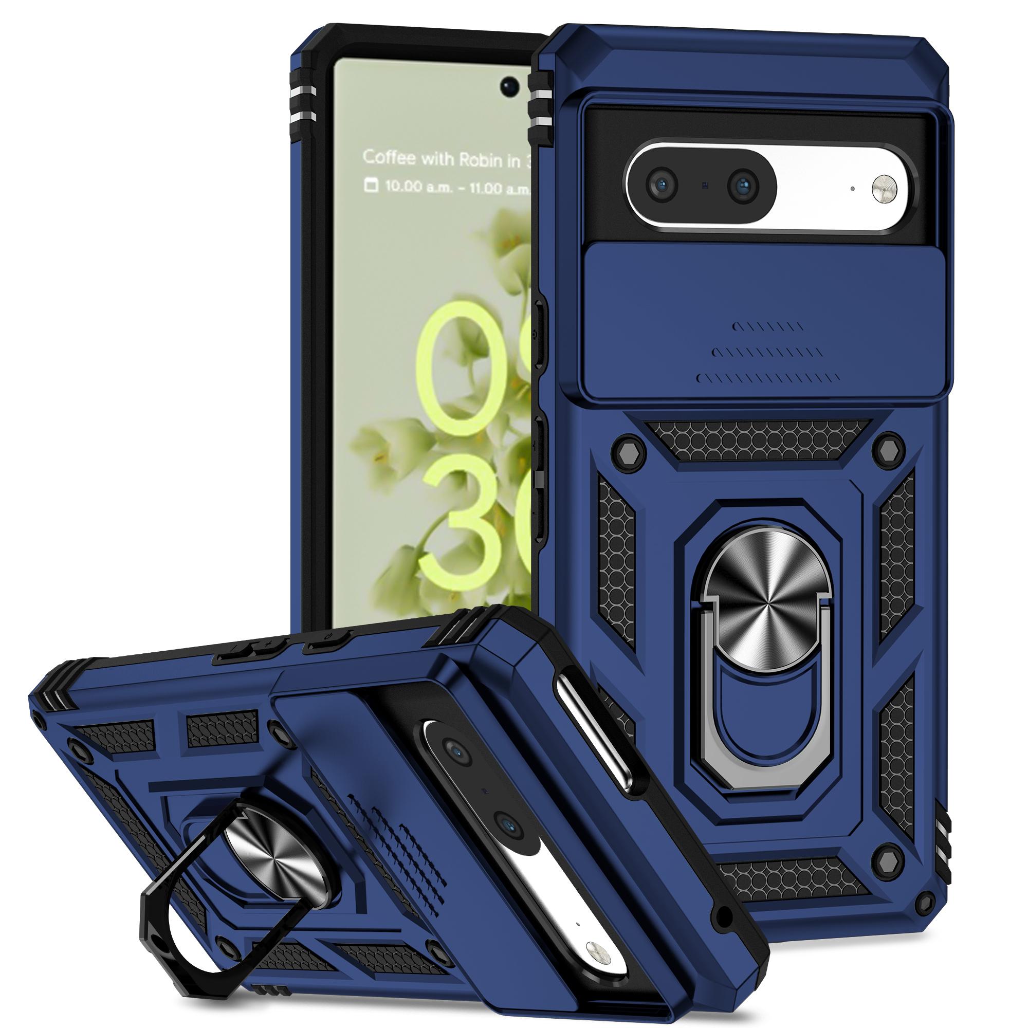 For Google Pixel 7 Google Pixel 7 Pro Slide Camera Lens Protect Phone Case Military Grade Bumpers Armor Cover For Google Pixel 7 синий