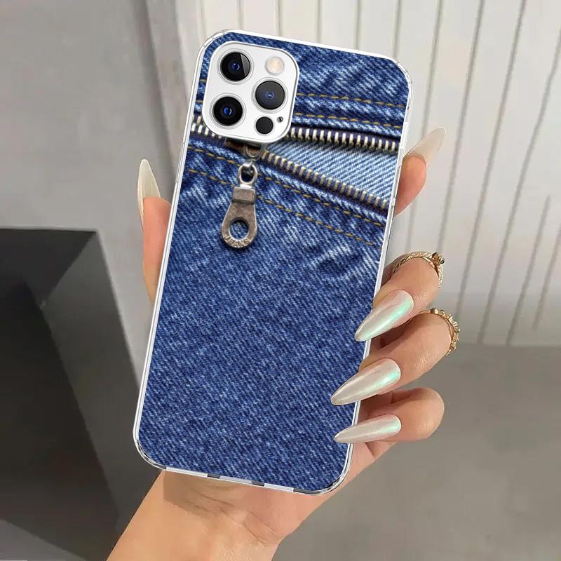 Jeans Cowboy Denim Printed Phone Case for Iphone 17 Air 16 15 Plus 14 13 Mini 12 11 Pro Max 16E 7 8 SE 2020 Soft Funda Print She