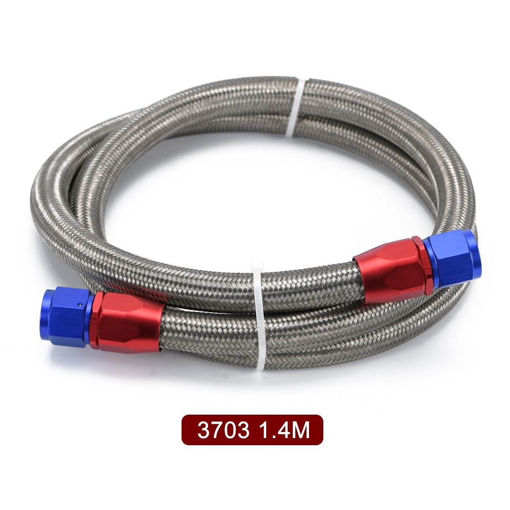 AN10 1M/1.2M/1.4M Tubo flessibile per olio con cervello in acciaio inossidabile con raccordo girevole da 0 gradi a 90 gradi installato