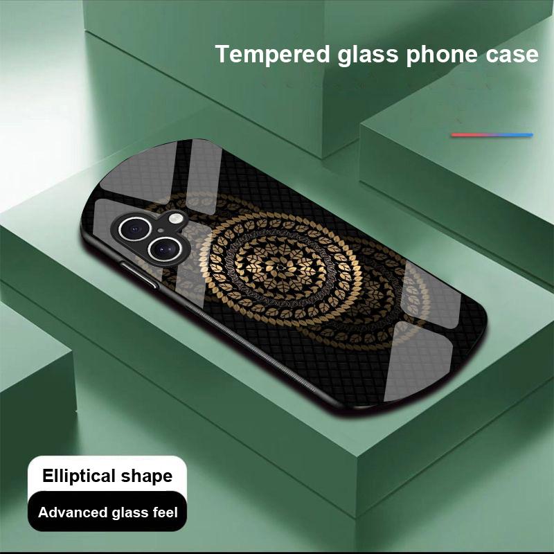 Geometryczny Wzór Dla Apple IPhone 16 11 13 15 14 Pro Max 12 Mini 7 8 Plus XR XS Etui na Telefon z Hartowanego Szkła o Eliptycznym Kształcie