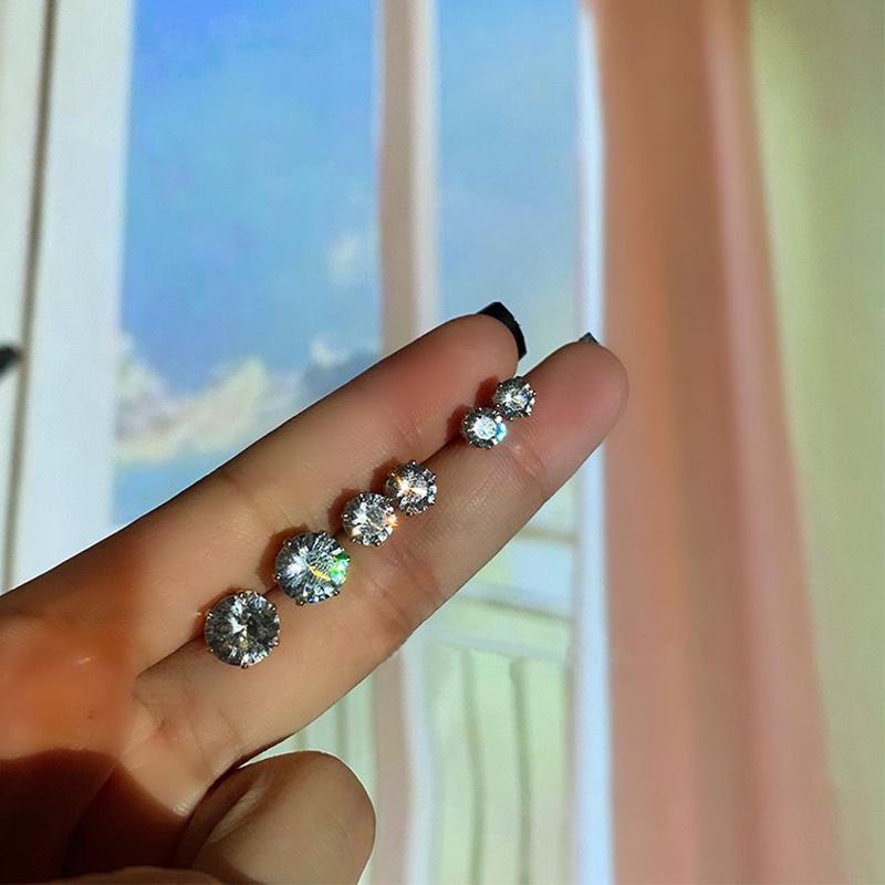 Simple Crystal Stud Earrings Piercing Ear Studs For Women Exquisite Wedding Party Gift AAA+ Cubic Zircon Jewelry DWE035M