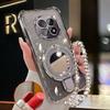 Glitter Mirror Holder Bracelet Phone Case For Samsung Galaxy Note 20 Ultra Note 10 Plus Soft Silicone Shockproof Stand Cover