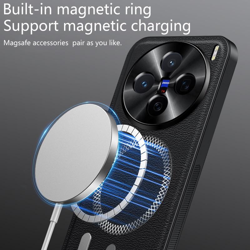 For Vivo X200 Case Magnetic Elegant Leather Wear-Resistant Lens Fully Covered Non-Slip Grip Edge Cover Shell