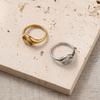 18K Gold Plated Sunflower Ladies Wave Ring – Textured Round Stainless Steel Jewelry