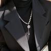 Full Diamond Snowflake Pendant Sweater Necklace Women's Light Luxury Collarbone Chain Clothes with Accessories