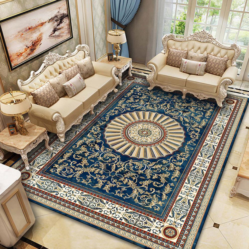 Retro Persian Türkiye Style Red Blue Print Carpet Living Room Decor Sofa Rug Bedside Soft Rug Kitchen Table Hallway Floor Mat