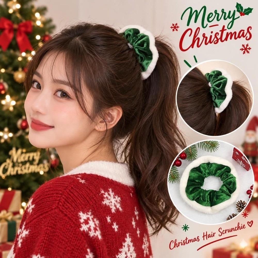 Elastic Christmas Velvet Hair Scrunchie Soft Hair Ties Fashionable Plush Hair Bands Party