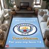 Manchester City Customizable Name Area Rug Perfect for Hallway Outdoor Living Rooms Playrooms Anti-slip Rug Decorate Offices Birthday/Christmas Gift