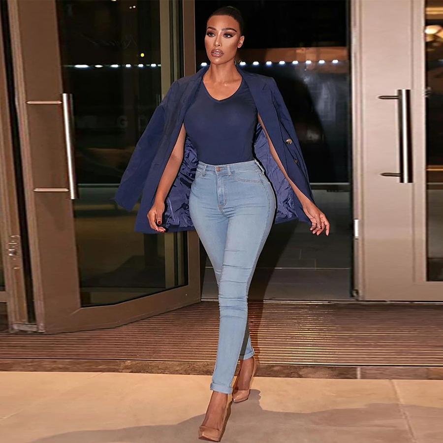 Jeans Skinny Sexy Importados Talla Grande Jeans de Viento Pantalones de Lápiz para Mujer Elásticos Estilo Ins