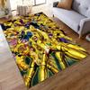 Golden Armored Warriors Carpet with Colorful Anime Design Pattern Suitable for use as an anti-slip for living room bedroom sofas