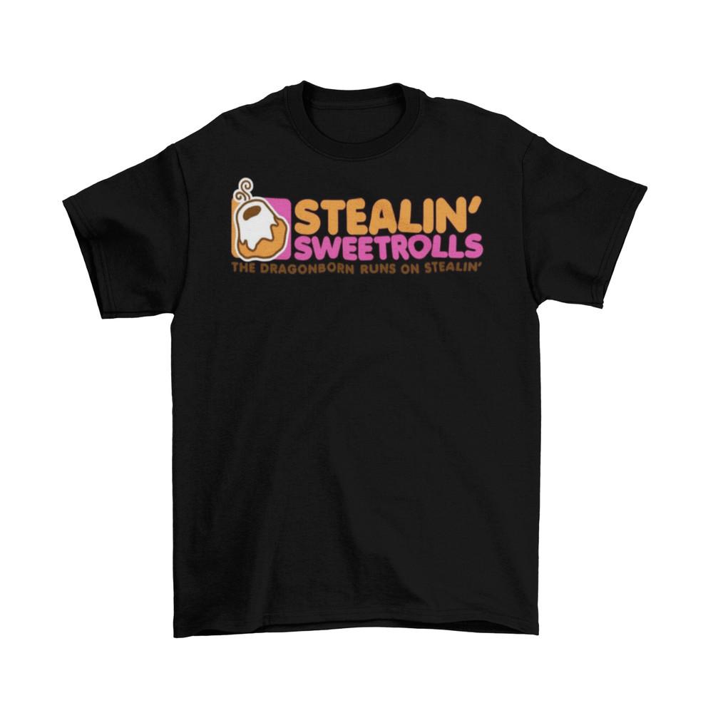 

Skyrim Stealing Sweetrolls T-Shirt Unisex Dragonborn Dunkin Donuts Sizes New 4XL