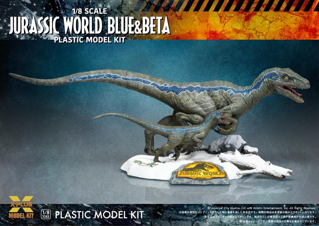 Jurassic The New Velociraptor Blue Beta Scale Kit de modele din plastic nevopsit X-Plus World Riglă și 1/8