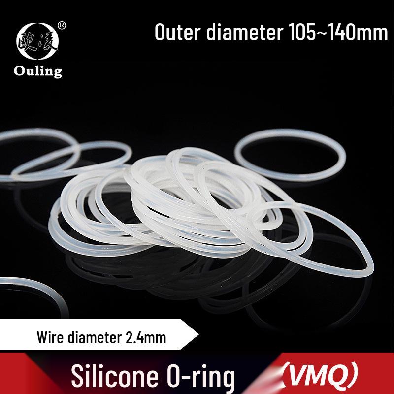 High-Temperature Resistant White Silicone O-ring, OD Options: 105-140mm, 2.4mm Thickness, Excellent Elasticity 105*2.4mm (1 piece) White Silicone O-ring