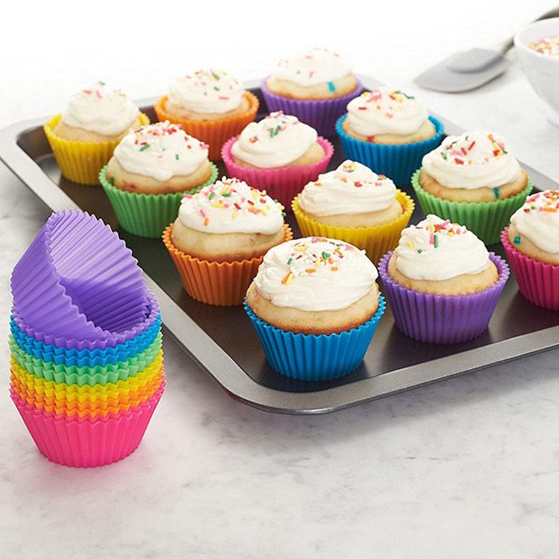 12/24/36pcs Of Silicone Cake Mold Round Muffin Cup Cake Baking Mold Kitchen Cooking Bakeware Making Diy Cake Decoration Tool