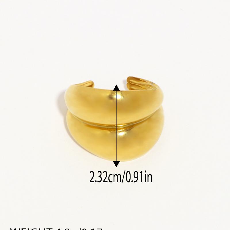 2 PCS Minimalist Wide Band Rings, Metal Geometric Open Ring, Adjustable Size For Women's Daily Wear