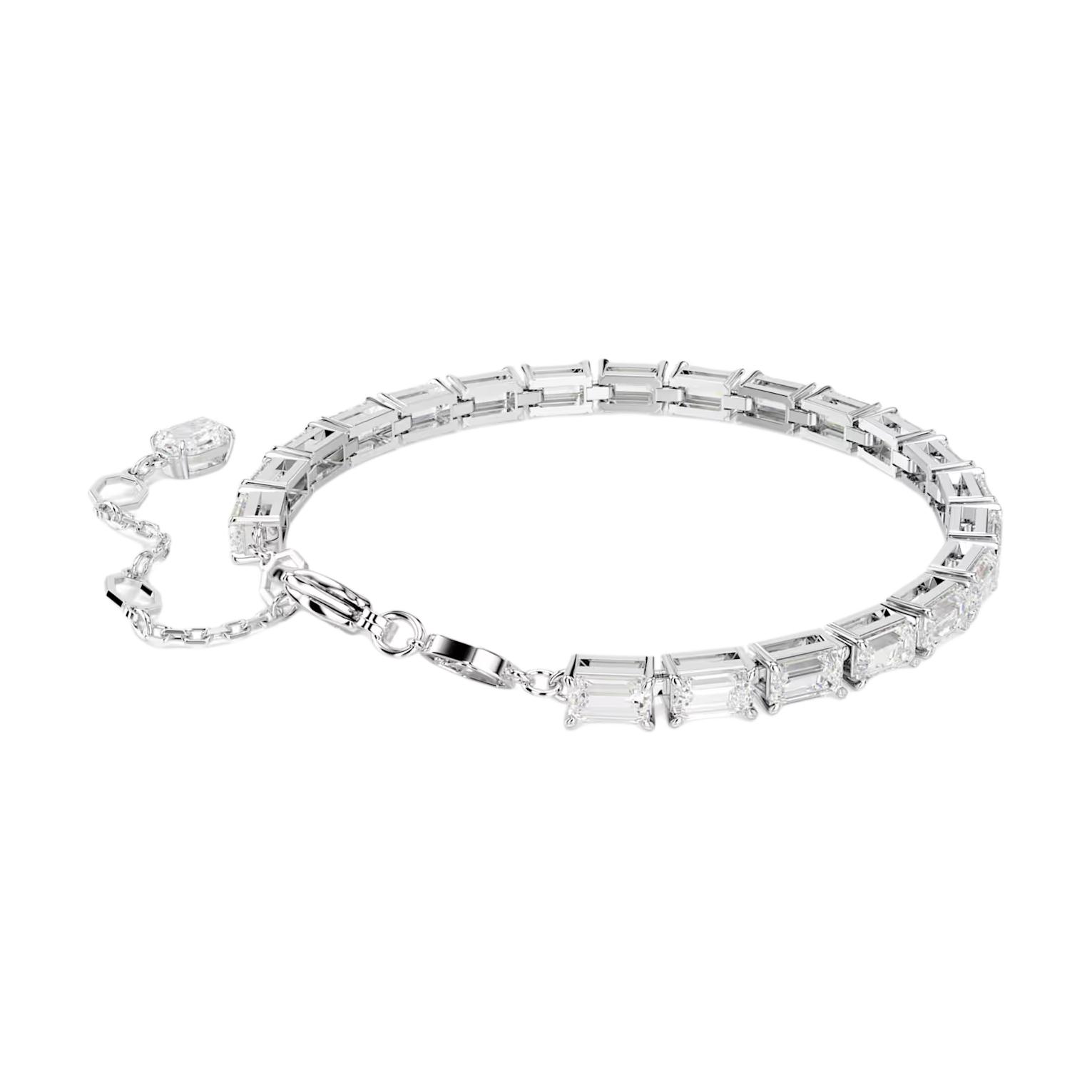 Swarovski Embedded Design Rhodium Plated Zirconia Bracelet Unisex Bracelets White 5707200 Box (Random Color)