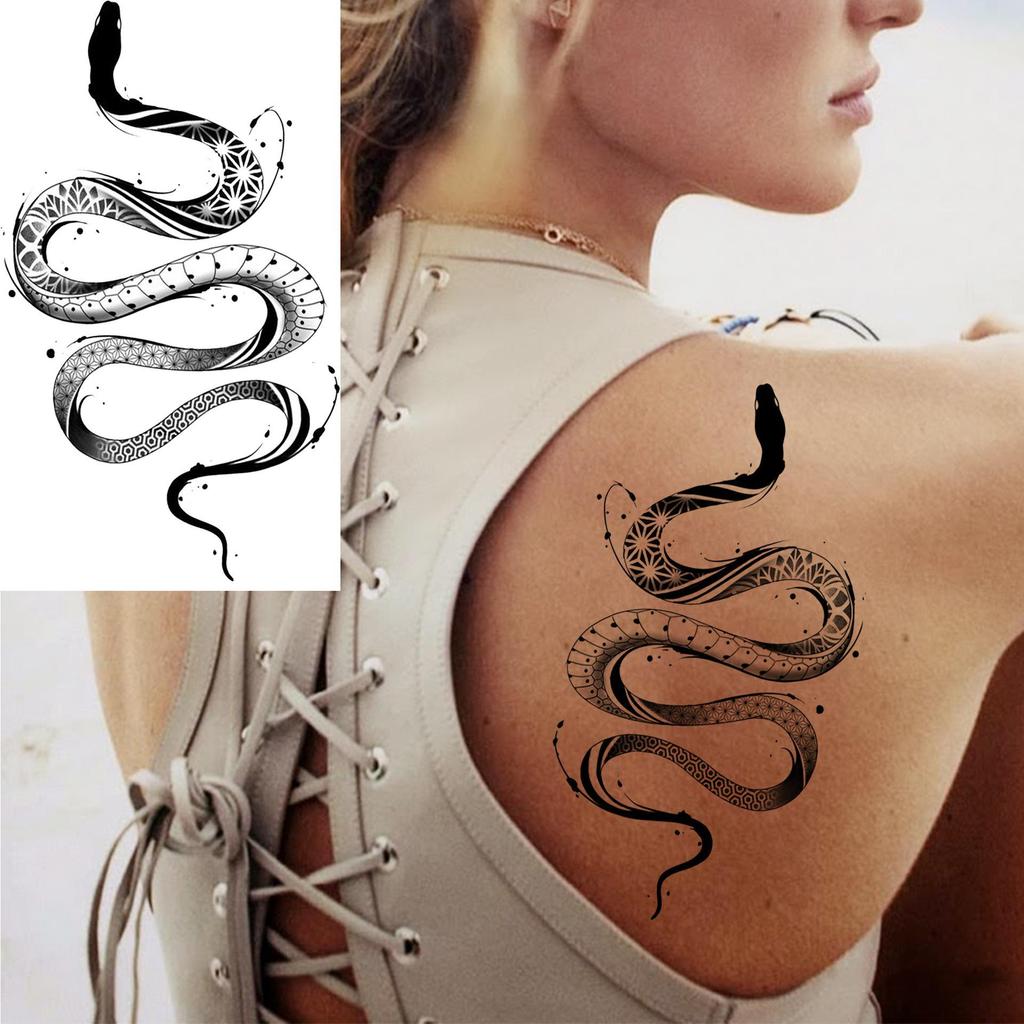 Waterproof Cross-border Snake & Dragon Skull Temporary Tattoo Stickers for Arm, European & American Design