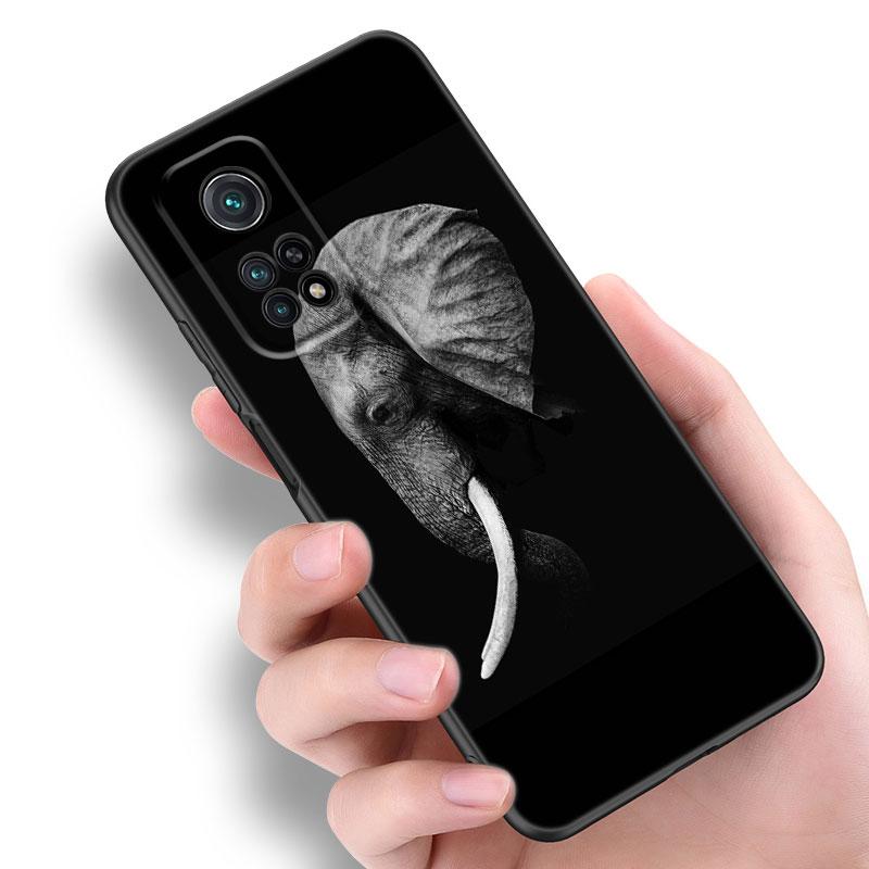 Animal Elephant Black Silicone Phone Case For Xiaomi Mi 9 SE 8 10T 11 12 13 Lite 9T 11T 12S 12T 13T 14 Pro 5G NE 11i 12X