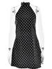 Damesmode Kleding Halter Mouwloos Stippen Satijn Korte Jurk 2026 Zomer Sexy Bandage Backless Mini Avondfeest Jurken