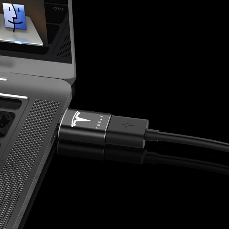 1Pcs Car Usb Type C Cable Converter Charging Adapter Car Accessories For Tesla Model S Model X Model Y Model 3 Roadster SpaceX Accessory