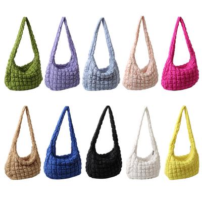 Bolsas Tote Femininas Grande Capacidade Padrão Xadrez Bolsa de Mão Feminina Moda Casual Simples Nylon Acolchoado Elegante para Férias de Fim de Semana