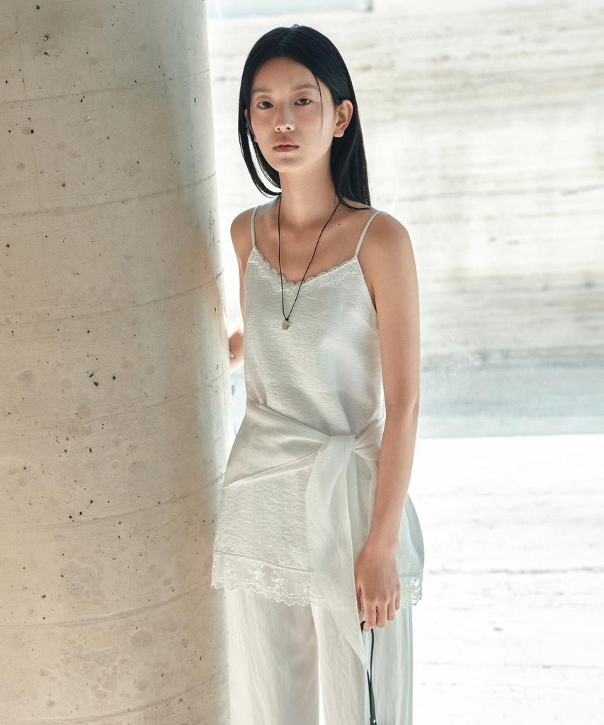 Siyajyu Sitp5282 Lace Silky Slip Top_White