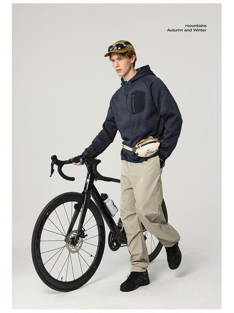 Men's Winter Sporty Loose-Fit Half-Zip Hoodie - American Mountain Style