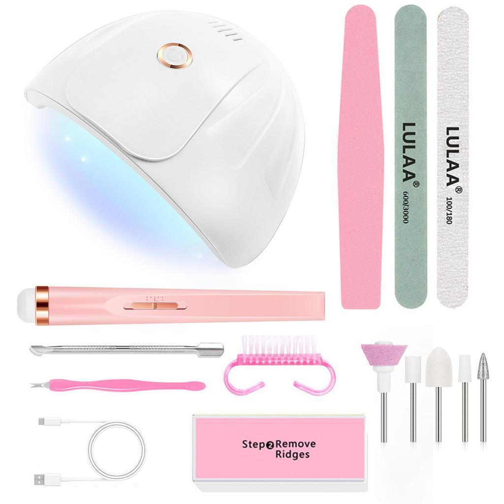 Electric Nail Polishing Machine Set Manicure Set With Light Portable With Battery Electric Manicure Art Tools For Gel Remover