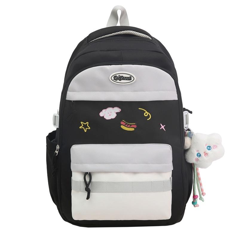 Contrast Color Girls Backpack Junior High School Student Schoolbag Lightweight Women's Backpack