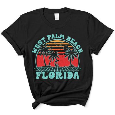 West Palm Beach Florida Retro Palm Tree Sunset T-Shirt