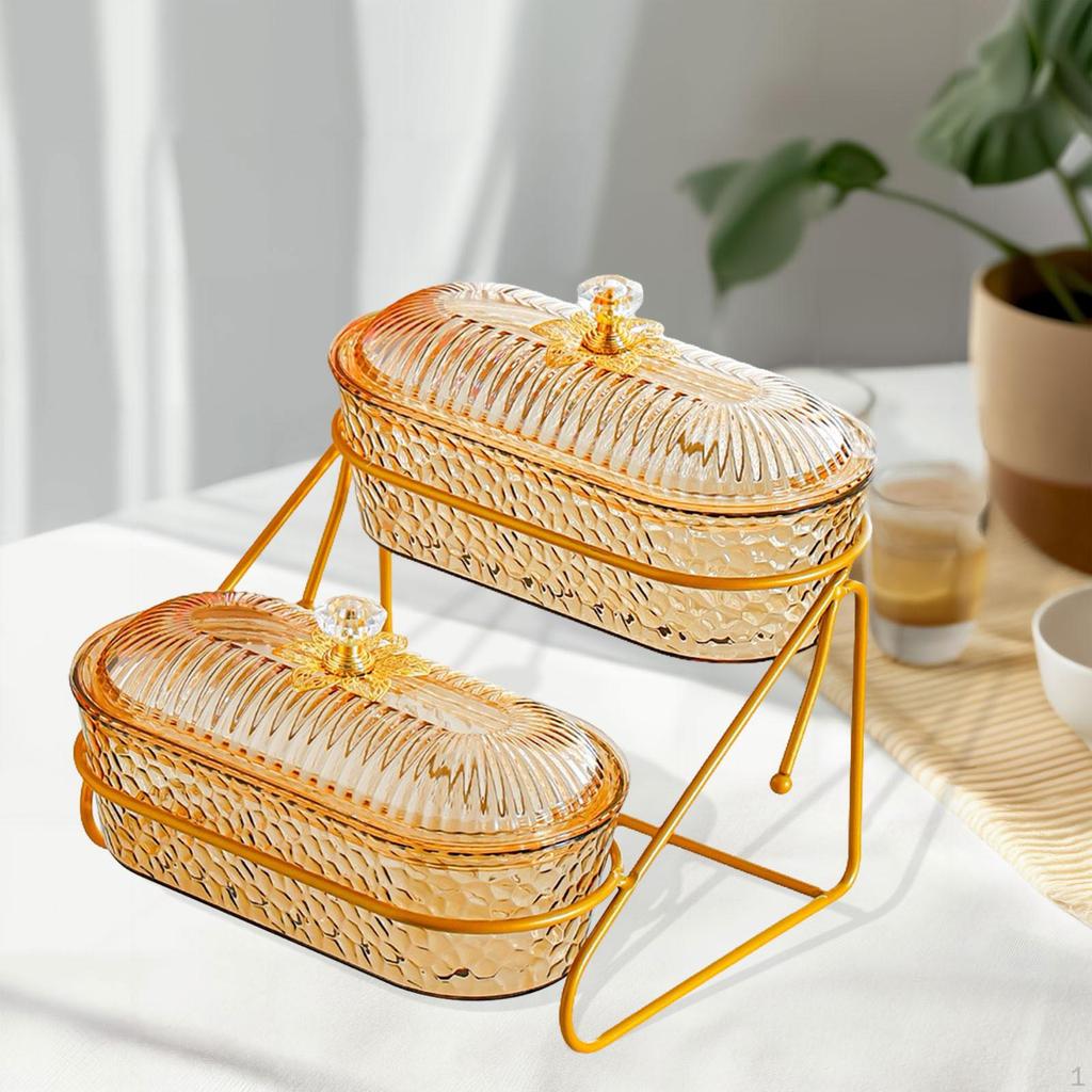 Fruit Basket Appetizer Platter 2 Tier Elegant Countertop Organizer Bowl Tiered Serving Tray