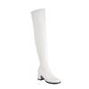 Krazing Pot PU Autumn Winter Shoes Thick High Heels Super Size Stovepipe Boots Round Toe Keep Warm Zipper Over-the-knee Boots
