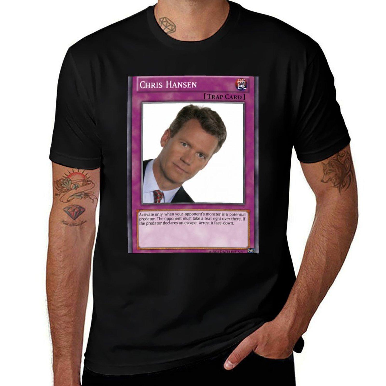 

Chris Hansen Trap Card T-Shirt luxury designer Blouse vintage clothes clothes men t shirt 4XL