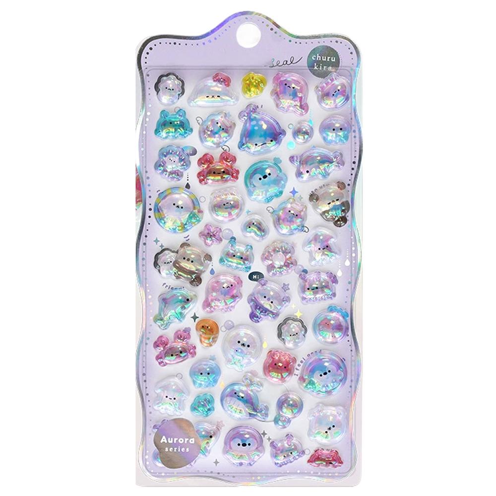 Cartoon Bowknot Animals Rainbow Gradient 3D Relief Stickers Cute Stationery Diy Scrapbooking Journal Sticker Decor Art Supplies