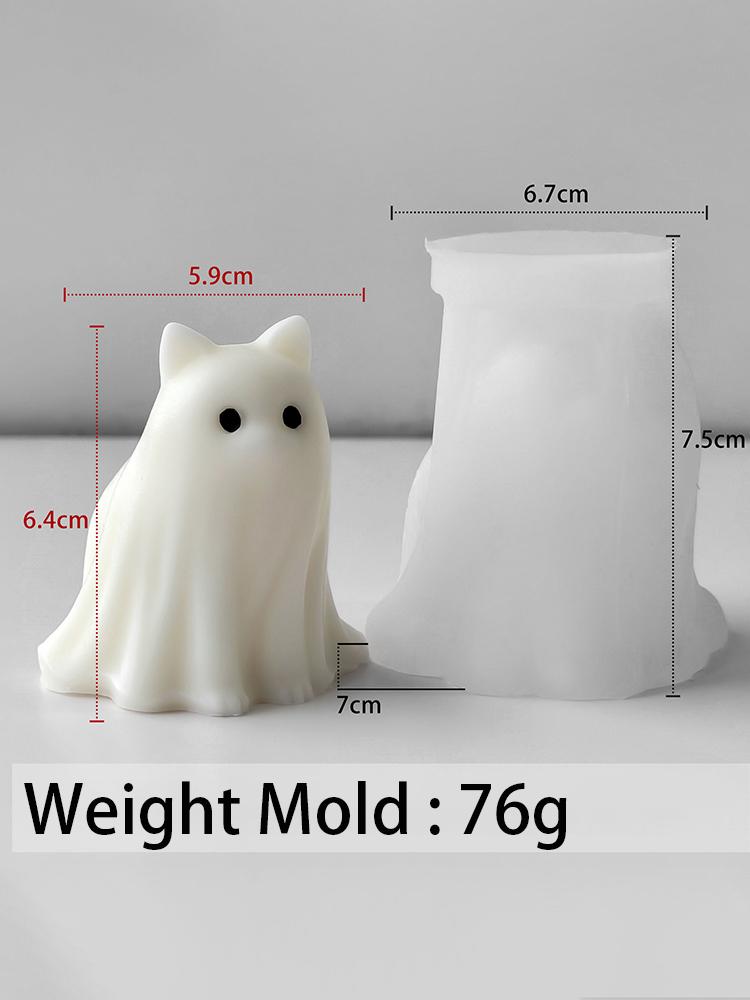 

DIY 3D Spooky Cat Dog Silicone Candle Mold Cute Halloween Ghost Series Scented Candle Plaster Concrete Mould Craft Ornaments