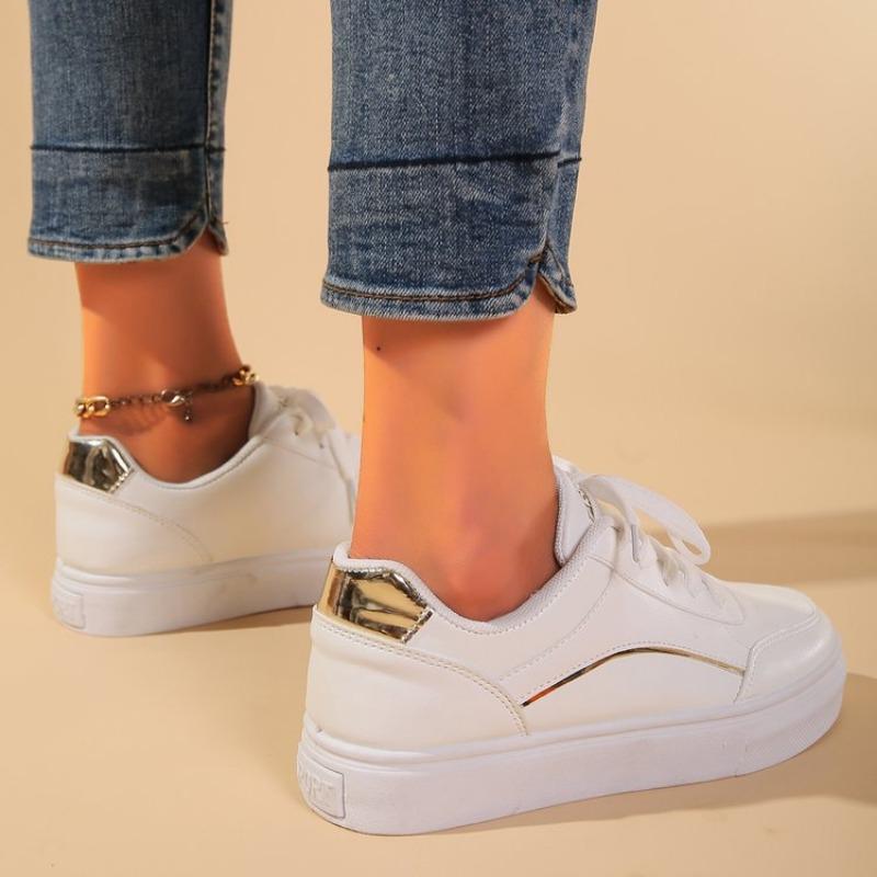 Large size flat white shoes women's spring new casual board shoes women's flat white shoes