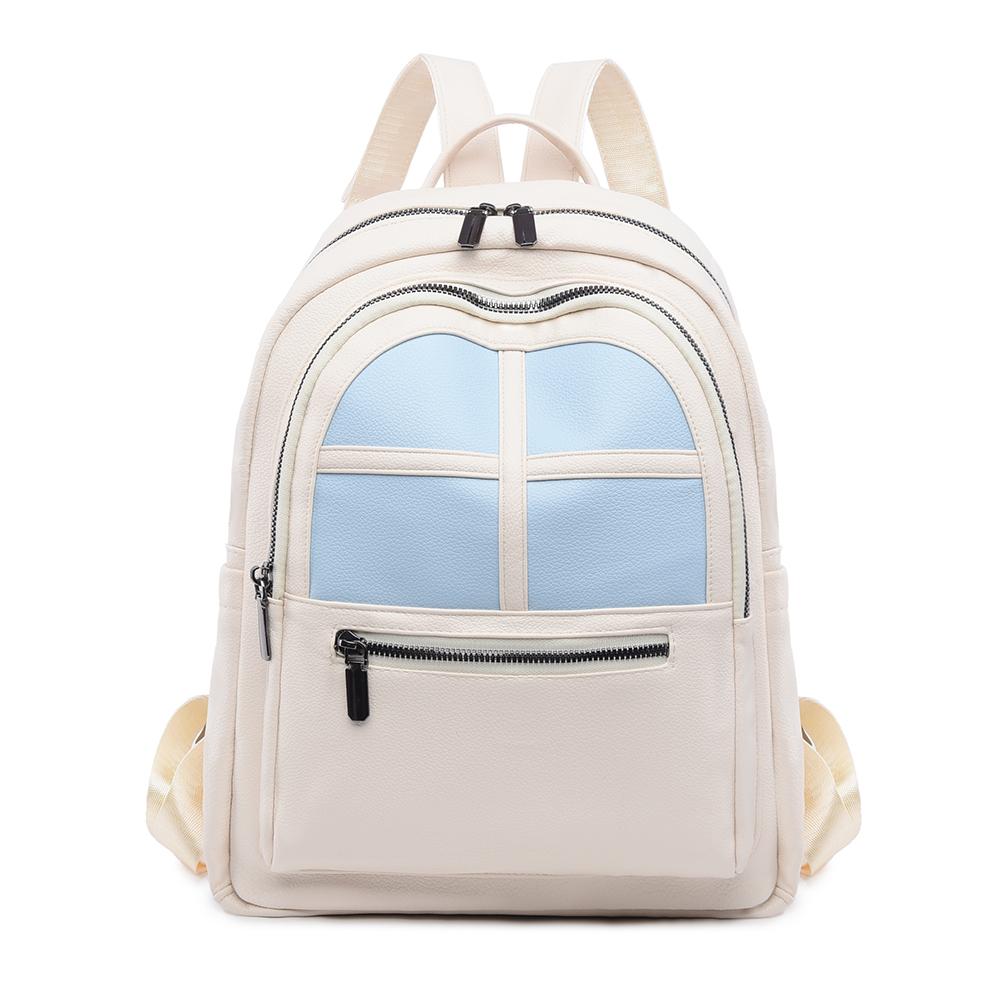 Women's Color Contrast Backpack Large Capacity Student Schoolbag Outdoor Backpack